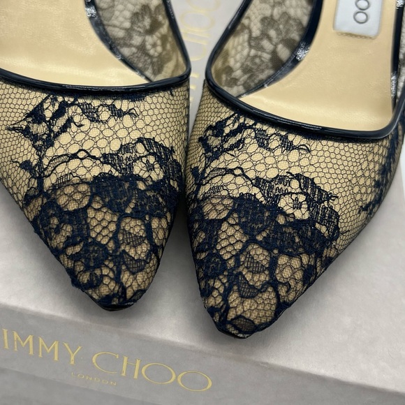 Authentic Jimmy Choo Romy 60 lace navy - Picture 5 of 11